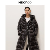 奈蔻NEXY.CO/2024年冬季加厚连帽设计感中长款羽绒服外套 黑色 L