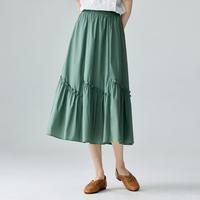 法式田园垂感半身裙女2024夏季气质荷叶边拼接高级感A字裙子