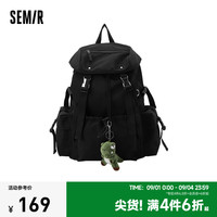 森马（Semir）双肩包男2024大容量电脑包学院风背包多口袋书包 黑色90001 均码