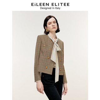 朗姿欧洲EiLEEN ELITEE2024冬季复古法式正肩羊毛气质短外套 冰咖啡色 L