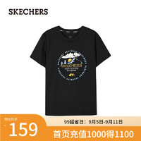 斯凯奇（Skechers）儿童套装2024年男女童针织短袖L224K039 碳黑/0018 XXL