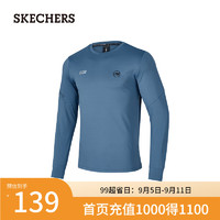 斯凯奇（Skechers）2024年秋季男士运动卫衣圆领长袖速干P424M031 地平线蓝/02X6 XXL