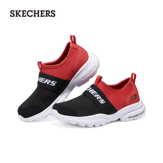 斯凯奇（Skechers）季男童一脚蹬易穿脱舒适中大童405215L 黑色/红色/BKRD 37码