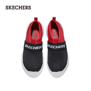 斯凯奇（Skechers）季男童一脚蹬易穿脱舒适中大童405215L 黑色/红色/BKRD 36码