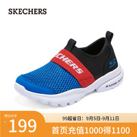 斯凯奇（Skechers）季男童一脚蹬易穿脱舒适中大童405215L 宝蓝色/黑色/RYBK 28.5码