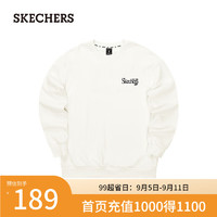 斯凯奇（Skechers）2024男女针织套头卫衣松弛感落肩L324U107 棉花糖白/0074 L