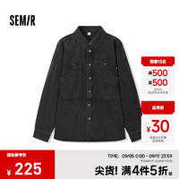 森马（Semir）长袖衬衫男2024秋季复古牛仔外套宽松工装上衣 黑灰色调00392 170/88A/M