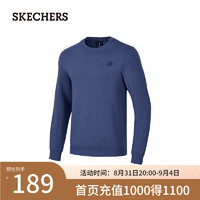 斯凯奇（Skechers）2024男款卫衣空气层经典舒适柔软P424M039 深钴蓝/02QT S