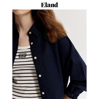 ELAND衣恋长袖衬衫女轻盈纯色通勤上衣24夏季 藏青色(59)Navy S/160