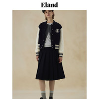 ELAND衣恋半身裙女经典百褶长裙休闲通勤裙子2024夏季 藏青色(59)Navy S/160