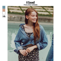 ELAND衣恋长袖衬衫女夏季短款LOGO刺绣复古风牛仔上衣春秋款 牛仔色(55)Indigo M/165