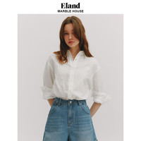 ELAND衣恋长袖衬衫女轻盈纯色通勤上衣24夏季 象牙白/白色(39)Ivory M/165