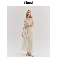 ELAND衣恋半身裙女垂坠感A字半裙松紧腰褶裥长裙2024夏季 象牙白/白色(39)Ivory M/165