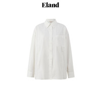 ELAND衣恋衬衫女不规则系扣圆弧下摆纯棉休闲长袖2024秋季 象牙白/白色(39)Ivory M/165