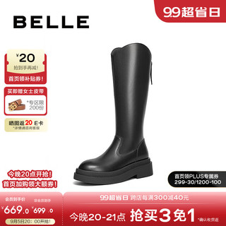 BeLLE 百丽 显瘦长筒弹力靴女2024冬季新商场同款舒适长靴D1N1DDG4预售 黑色 37