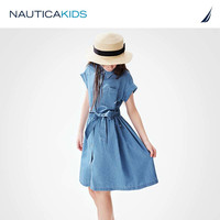 诺帝卡 NAUTICA童装【2024夏季】 女童牛仔连衣裙儿童牛仔裙装 浅蓝-凉感天丝牛仔 110cm