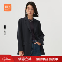 海澜之家（HLA）西服女24春秋商务通勤利落单排扣西装女 深灰Y2 160/84A M100-115斤