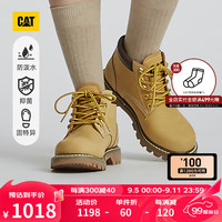卡特彼勒CAT卡特24秋季女士户外经典彩色女靴防泼溅牛皮中帮黄靴 黄色 37