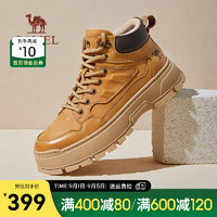 骆驼（CAMEL）2024冬季高帮工装靴复古百搭雪地加绒保暖男靴 G14W136643 沙漠黄 40