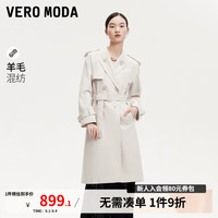 VEROMODA风衣女2024秋季女装双排扣翻领系带插肩袖中长款风衣气质通勤 银衬灰色 160/80A/S