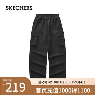 斯凯奇（Skechers）直筒包裹性强弹力适中百搭时尚女装L324W061 碳黑/0018 S