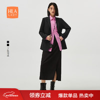 海澜之家（HLA）西服女24春秋商务通勤利落单排扣西装女 黑色Y3 160/84A M100-115斤