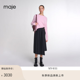 Maje2024秋季女装黑色不规则时尚褶皱半身裙长裙MFPJU01355 黑色 T38