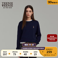 Teenie Weenie小熊卫衣女2024慵懒风卫衣宽松套头衫重磅棉质上衣 藏青色 155/XS