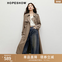 红袖高级感超好看风衣秋季2024女装插肩系带翻领通勤慵懒气质外套 浅咖036 L