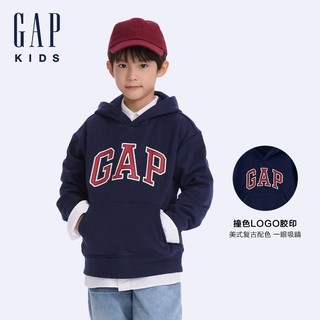 Gap 盖璞 男童2024秋季新款logo抓绒运动连帽卫衣646085