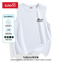 班尼路纯棉男士背心夏季薄款透气宽松ins风圆领上衣青少年户外运动马甲 【纯棉】-白#MBlorerX M