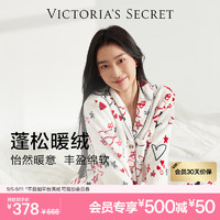 VICTORIA'S SECRET 全新宅度假加厚法兰绒「暖舒绒」柔软舒适秋冬家居服套装睡衣女 84Q7红色涂鸦 11256805 S