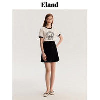 ELAND衣恋半身裙百褶裙A字裙设计感超短裙温柔甜美风夏 黑色(19)Black M/165