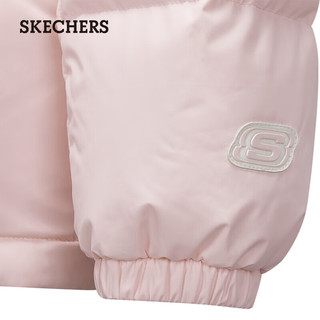 斯凯奇（Skechers）连帽羽绒服女防泼水防污渍黑科技中款L424W050 玛丽玫瑰粉/04J1 XXL