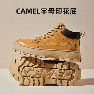 骆驼（CAMEL）2024冬季高帮工装靴复古百搭雪地加绒保暖男靴 G14W136643 沙漠黄 41