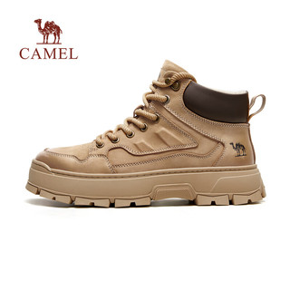 骆驼（CAMEL）2024冬季高帮工装靴复古百搭雪地加绒保暖男靴 G14W136643 流沙色 44