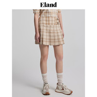ELAND衣恋美拉德半身裙女百褶裙短款经典格纹学院风A字裙 浅卡其色(36)L/Beige M/165