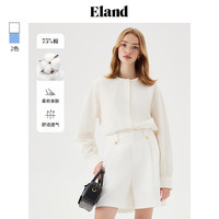 ELAND衣恋衬衫女棉感舒适珍珠蕾丝花边长袖俏皮上衣2024夏季 乳白色(64)Cream-A款 L/170
