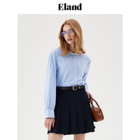 ELAND衣恋衬衫女棉感舒适珍珠蕾丝花边长袖俏皮上衣2024夏季 浅蓝色(51)L/Blue-A款 M/165