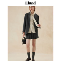 ELAND衣恋半身裙女百褶A版含羊毛通勤裙子2024秋季 灰色(15)Grey L/170