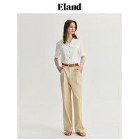 ELAND衣恋宽松版翻领衬衫女舒适V领显瘦上衣2024夏季 象牙白/白色(39)Ivory M/165