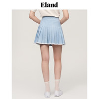 ELAND衣恋时尚半身裙女百褶裙牛仔裙A字裙短裙夏季 浅牛仔色(56)L/Indigo XS/155