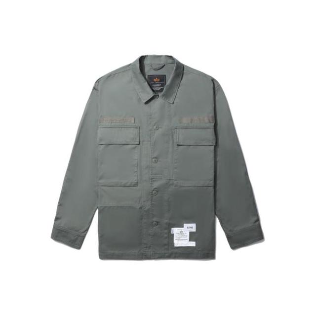 补贴购：ALPHA INDUSTRIES 饰口袋 logo 刺绣直排扣夹克 A5XSTM8008LXIKHD