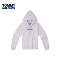 TOMMY JEANS女装美式复古休闲运动风刺绣字母抓绒连帽套头卫衣76J3855 浅灰色7YD M