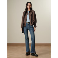 玖姿·安娜蔻clean fit简约松弛抽绳多色衬衫风衣外套2024秋季 深咖啡 L