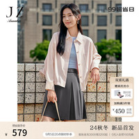 玖姿·安娜蔻clean fit简约松弛抽绳多色衬衫风衣外套2024秋季 粉红 L