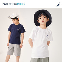 诺帝卡 NAUTICA童装【儿童基本款】男女童短袖T恤夏季打底衫 白色 130cm