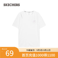 斯凯奇（Skechers）2024夏女童短袖T恤圆领休闲P224G125 亮白色/0019 M