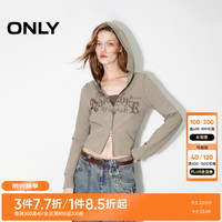 ONLY2024秋季时尚潮流宽松短款开衫连帽卫衣女|12439R003 E11 岩石灰绿色 160/80A/S