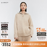 朗姿/LANCY2024冬季半拉链翻领针织衫百搭毛衣上衣女旷野美拉德 驼色 M